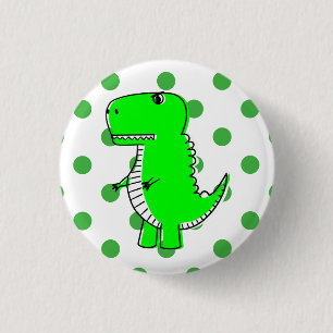 Green Dinosaur Green Polka Dots  3 Cm Round Badge