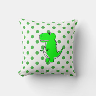 Green Dinosaur Green Polka Dots Cushion
