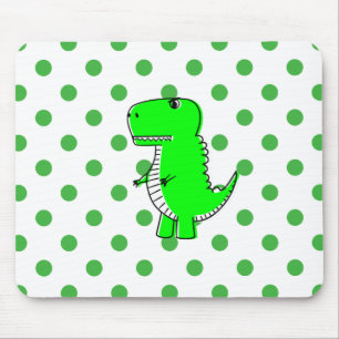 Green Dinosaur Green Polka Dots Mouse Mat