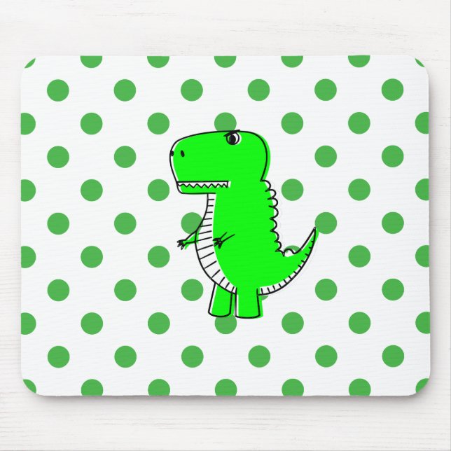 Green Dinosaur Green Polka Dots Mouse Mat (Front)