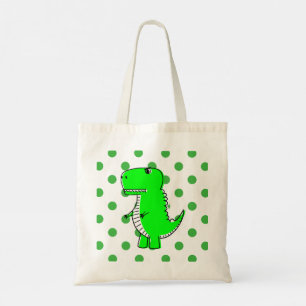 Green Dinosaur Green Polka Dots Tote Bag