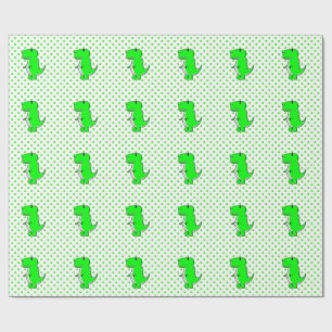 Green Dinosaur Green Polka Dots  Wrapping Paper