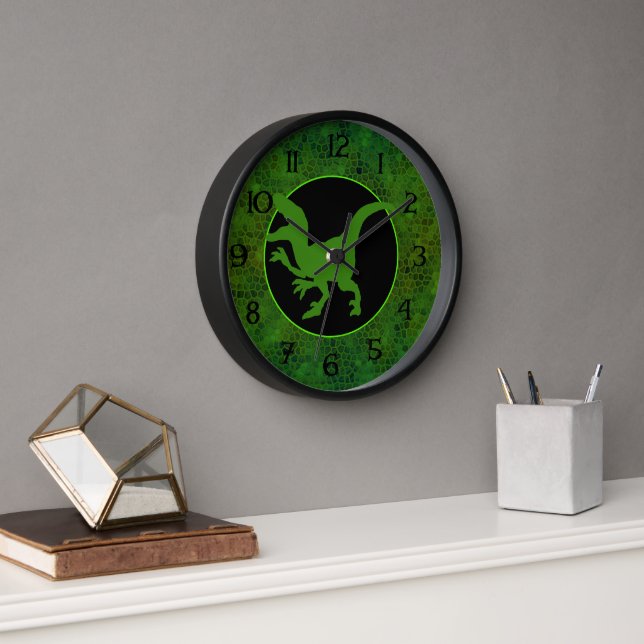 Green Dinosaur Hide Clock (Office)