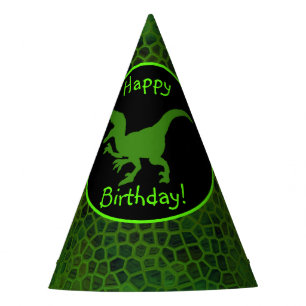 Green Dinosaur Hide Happy Birthday!  Party Hat