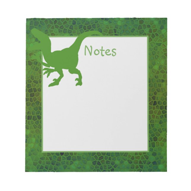 Green Dinosaur Hide  Notepad (Front)