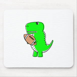 Green Dinosaur Loves Football Mouse Mat