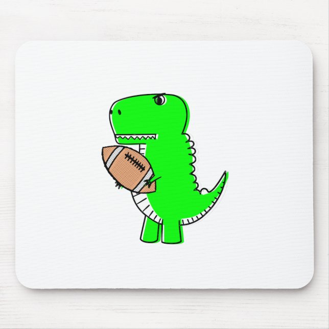 Green Dinosaur Loves Football Mouse Mat (Front)