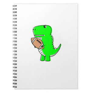 Green Dinosaur Loves Football Notebook