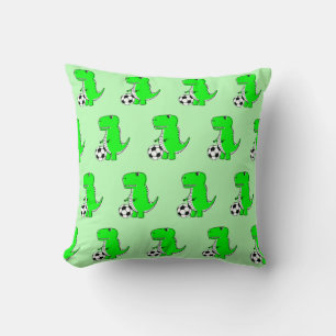 Green Dinosaur Loves Soccer Cartoon Pattern Cushion