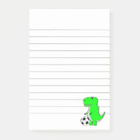 Green Dinosaur Loves Soccer Lined