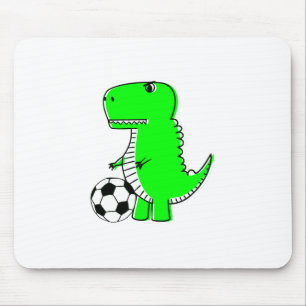 Green Dinosaur Loves Soccer Mouse Mat