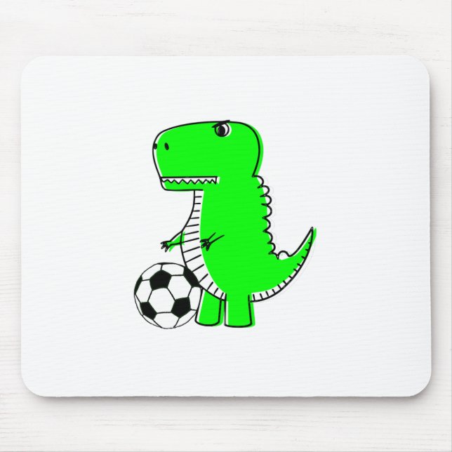 Green Dinosaur Loves Soccer Mouse Mat (Front)