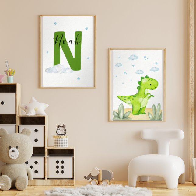 Green Dinosaur Nursery Wall Art Set of 2 Print Set (Creator Uploaded)