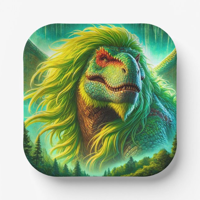 Green Dinosaur Paper Plate (Front)
