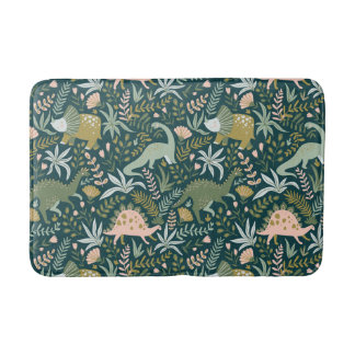 Green Dinosaur Pattern Bath Mat