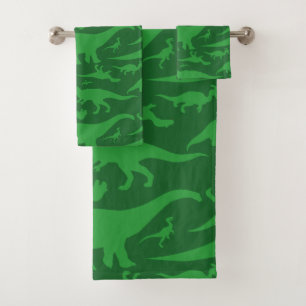 Green Dinosaur Pattern Bath Towel Set