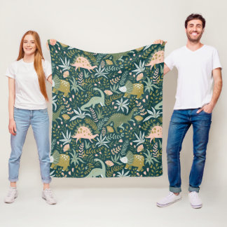Green Dinosaur Pattern Fleece Blanket