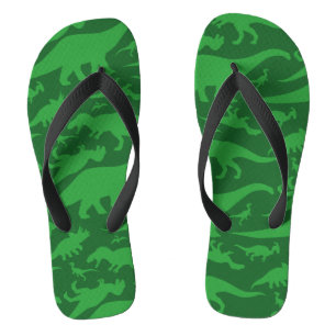 Green Dinosaur Pattern Flip Flops