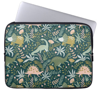 Green Dinosaur Pattern Laptop Sleeve