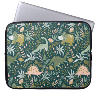 Green Dinosaur Pattern Laptop Sleeve