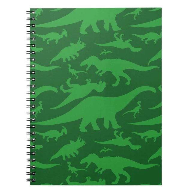 Green Dinosaur Pattern Notebook (Front)