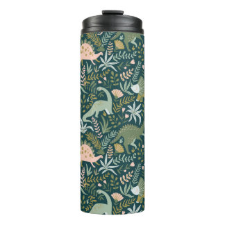 Green Dinosaur Pattern Thermal Tumbler
