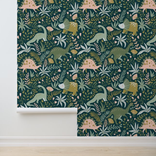 Green Dinosaur Pattern Wallpaper (Application)
