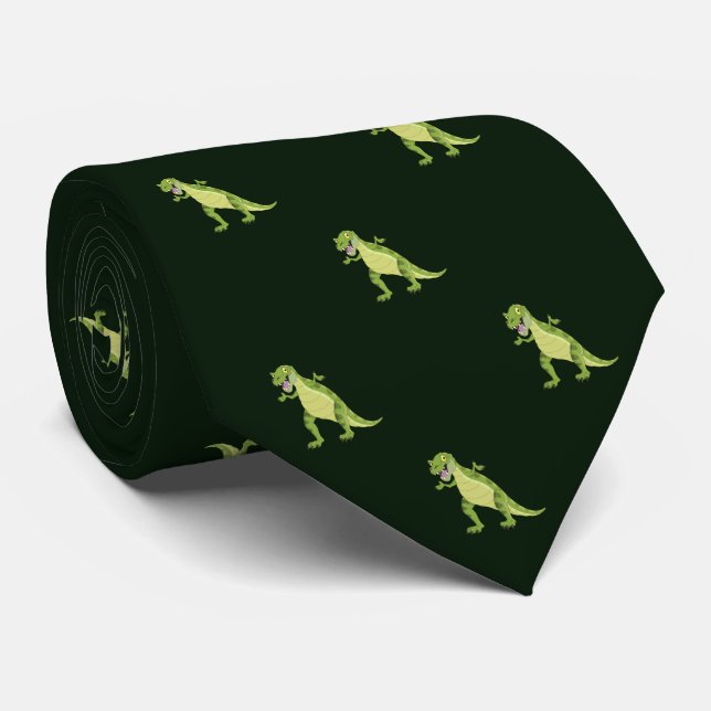 Green Dinosaur Pattern Work, Graduation Gift Tie (Rolled)