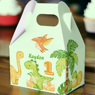 Green dinosaur personalised party pack favour box