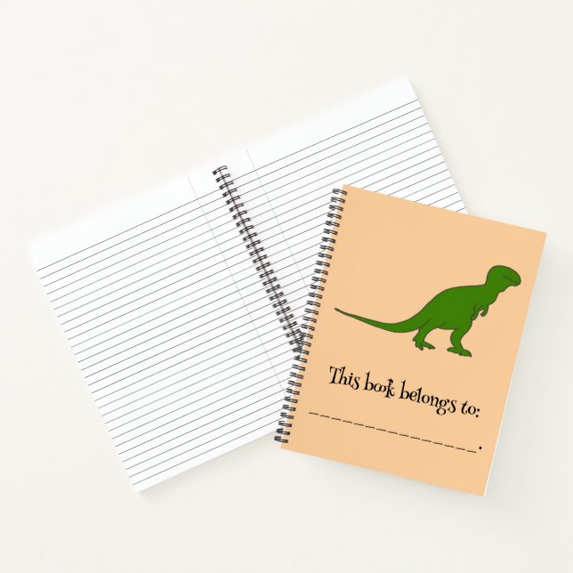 Green Dinosaur Personalised Tyrannosaurus Notebook (Inside)