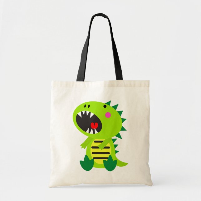 Green Dinosaur RAWR Tote Bag (Front)