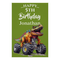Green Dinosaur T-Rex Monster Truck theme
