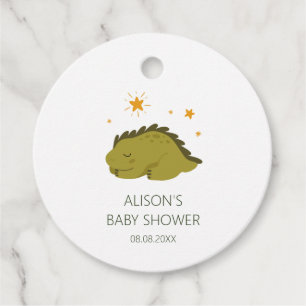 Green Dinosaur Twinkle Stars Gender Neutral Baby Favour Tags