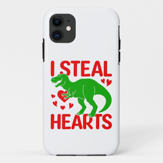 Green Dinosaur Valentine I Steal Hearts Case-Mate iPhone Case (Back)