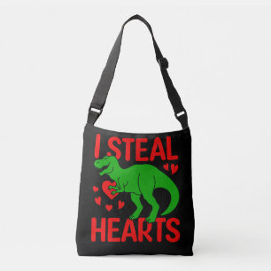 Green Dinosaur Valentine I Steal Hearts Crossbody Bag