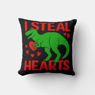 Green Dinosaur Valentine I Steal Hearts Cushion