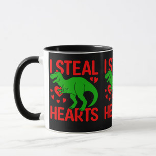 Green Dinosaur Valentine I Steal Hearts Mug