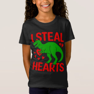 Green Dinosaur Valentine I Steal Hearts T-Shirt