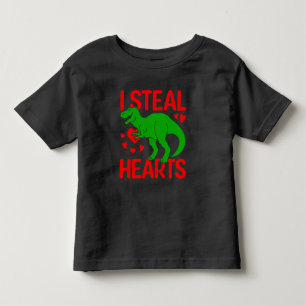 Green Dinosaur Valentine I Steal Hearts Toddler T-Shirt
