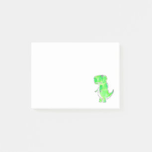 Green Dinosaur Watercolor Drawing Notes