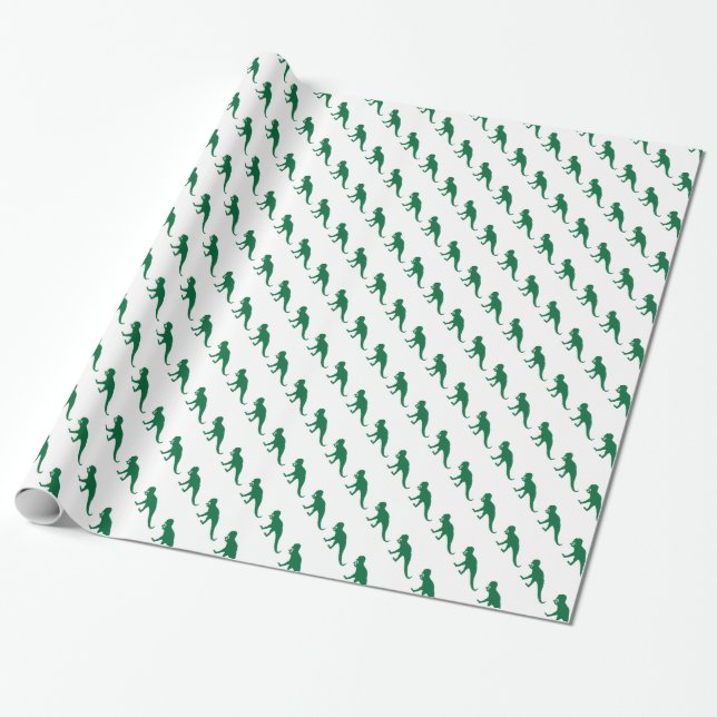 Green Dinosaur Wrapping Paper (Unrolled)