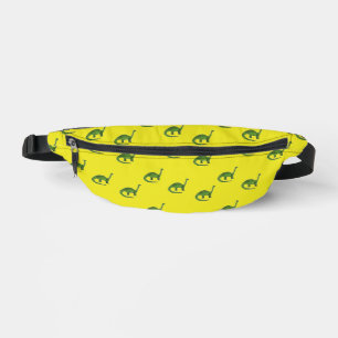 Green dinosaurs on yellow pattern bum bags