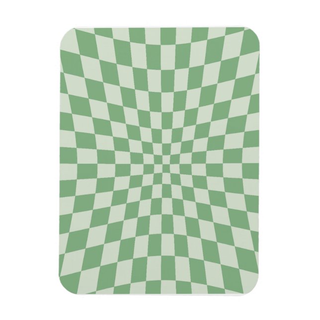 Green Distorted Checkerboard Pattern Magnet (Vertical)