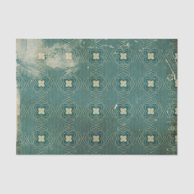 Green Distressed Art Deco Tissue Paper (Front)