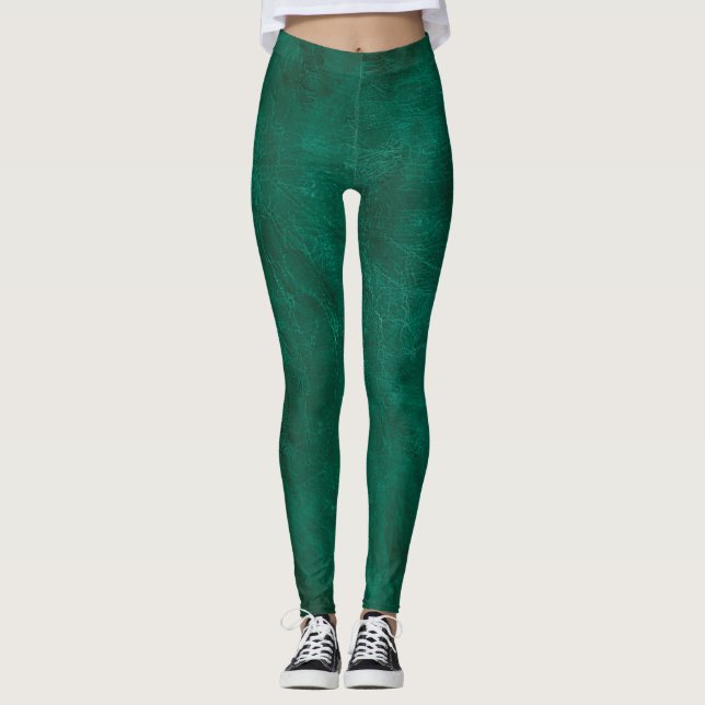 Green Distressed Leather Leggings (Front)