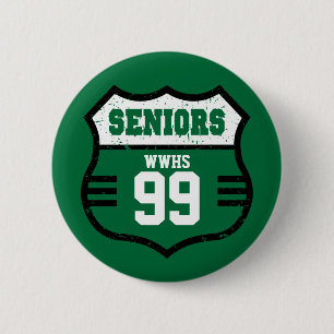 Green Distressed Seniors Road Sign 6 Cm Round Badge