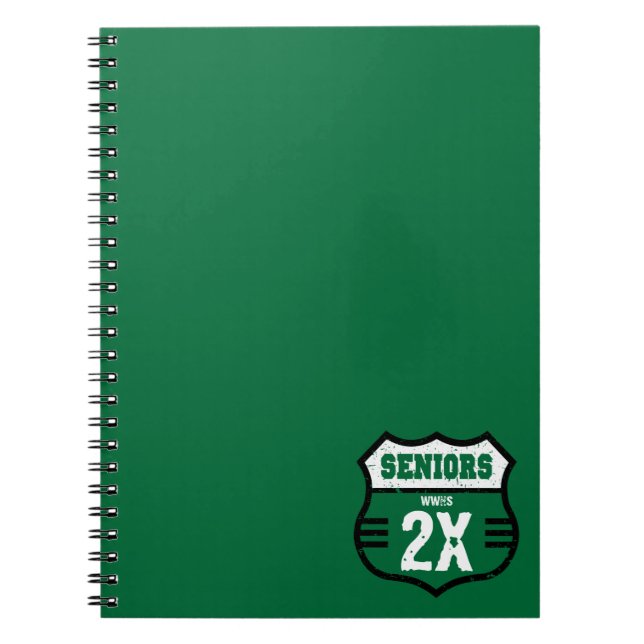 Green Distressed Seniors Road Sign Notebook (Front)