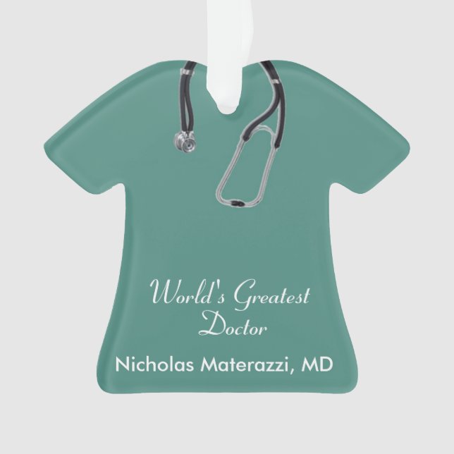 Green Doctor Scrubs Christmas Ornament (Front)