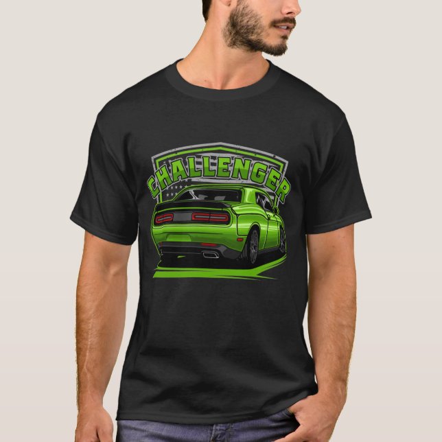 Green Dodge Challenger  T-Shirt (Front)