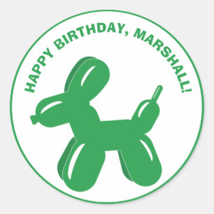 Green Dog Balloon Animal Sculpture Personalised Classic Round Sticker